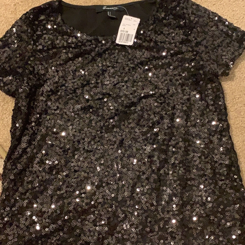 F21 sequin black top NEW size small